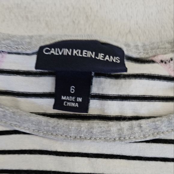 Calvin Klein Jeans | Girls Shirt | Size 6 | Long Sleeves | Peplum | Striped - Picture 5 of 6
